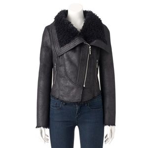 Faux Shearling Moto Jacket | Jennifer Lopez | XS